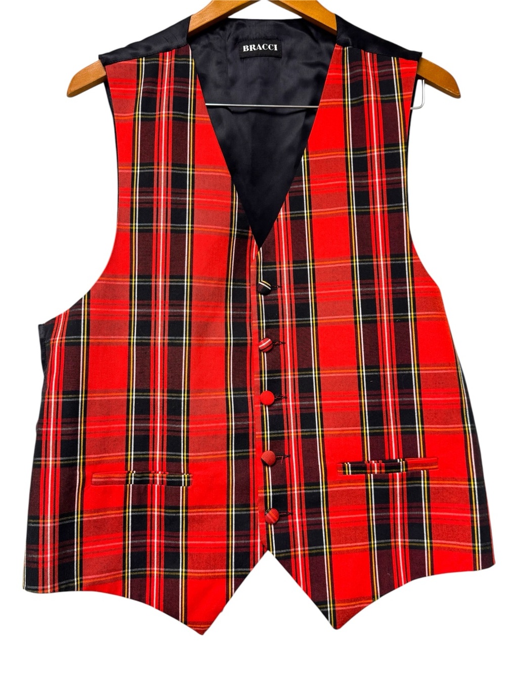 BRACCI Vintage Red Plaid Vest